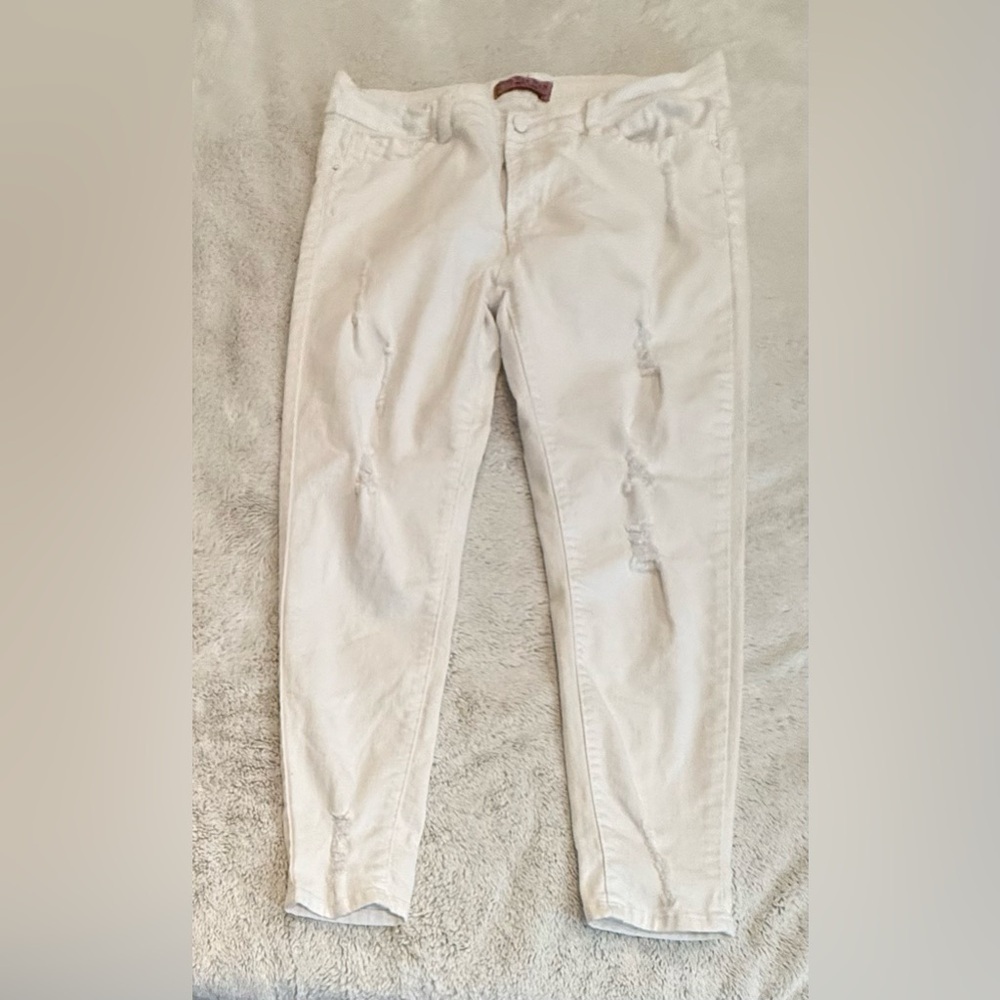 Wax Jeans White Wash Distressed Denim Butt I Love You Fit, Women’s 13 / 31